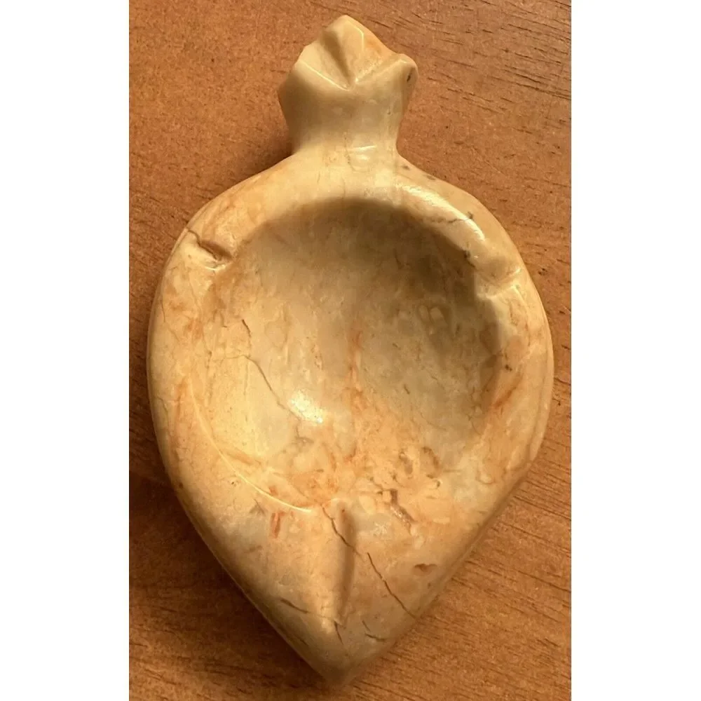 Vintage Turtle Trinket‎ Dish/ Ashtray Carved Natural Marble